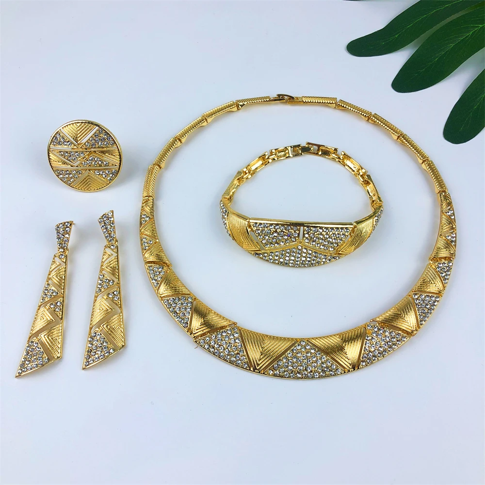 

TITI Newest Italian Gold Plated Jewelry Set Dubai Gold Colou High Quality Ladies Necklace Banquet Wedding Jewelry