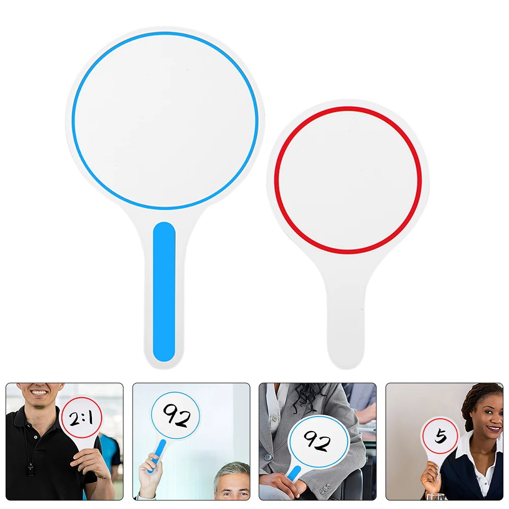 2 pçs 15x25cm vermelho 20x35cm azul pvc único lado seco apagar placar em branco escrita juiz paddle placas para jogos reutilizáveis