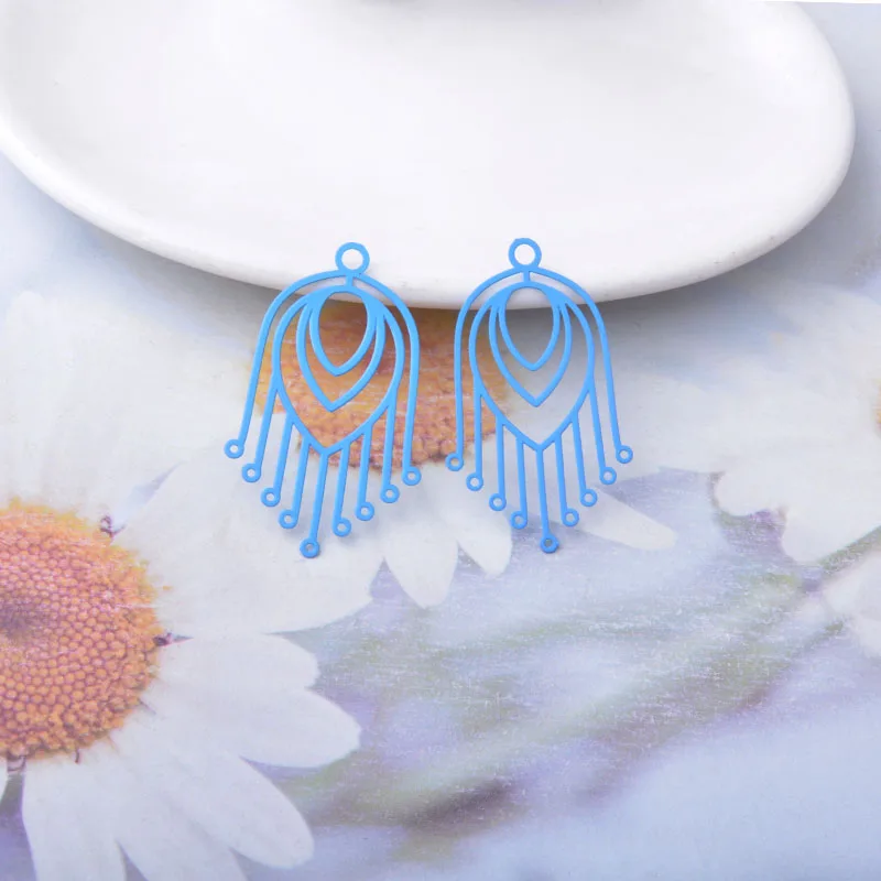 30 Stück AB8768 21*36mm Messing-Fächeranhänger Dünner Anhänger DIY Schmuck Ohrring-Zubehör – Detail 11