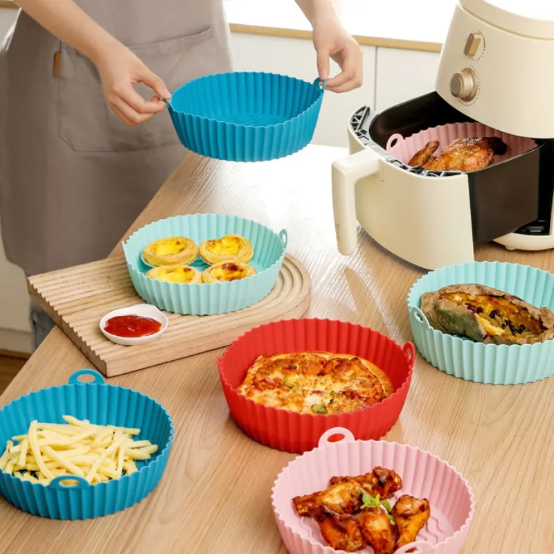 Solid Silicone Air Fryers Baking Dishes Eco-Friendly Reusable Easy Clean Au Gratin Dishes No Odor Pizza Fries Cake Bakeware Pans