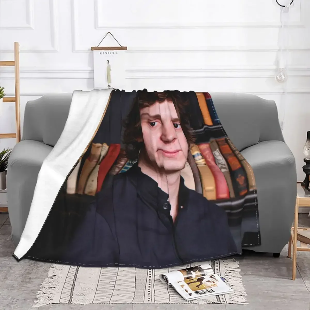 Evan Peters Star Flannel Throw Blanket Actor Movie Blanket for Home Travel Soft Bedspread