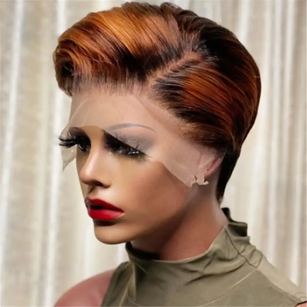 European And American Wig Short Women\'s Dyed Short Straight Hair Sexy Women Dyed Lace Short Straight Synthetic Wig Hairpiece