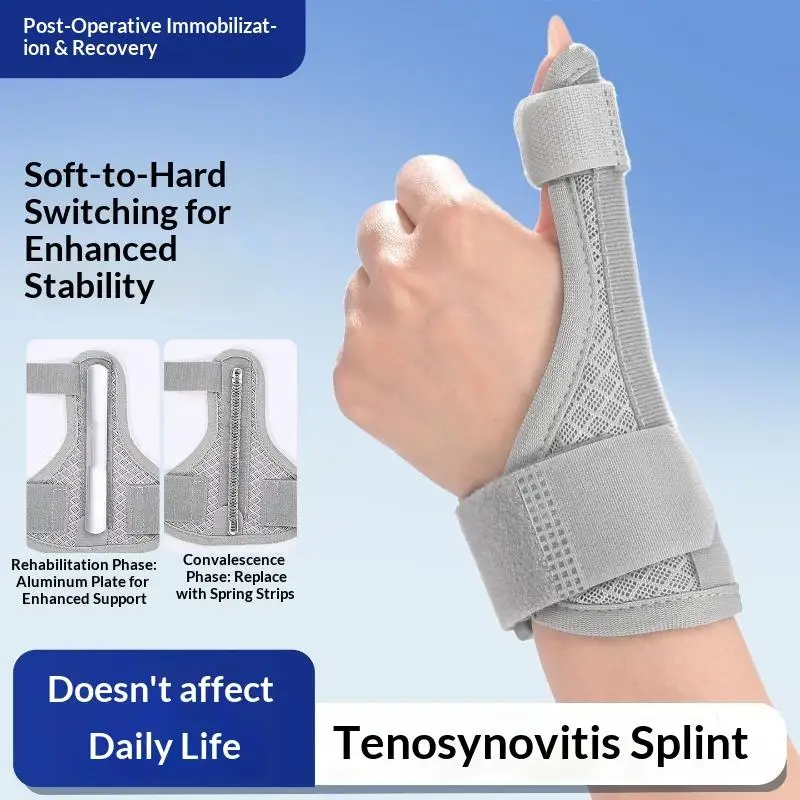 New Polyester Wrist Guard Grey Black Adjustable Protective Immobilizer For Thumb Splint Fractures Unisex