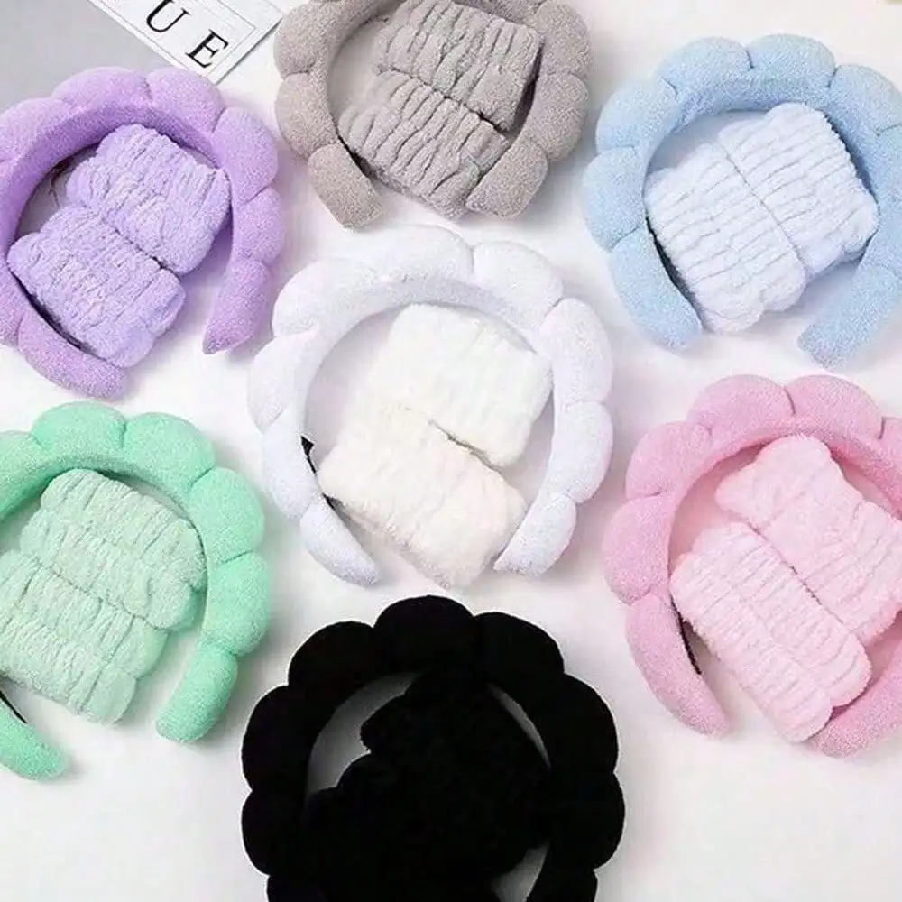 

3pcs Braided Headband And 2pcs Wristbands For Makeup Skincare Travel Women Hair Accessories