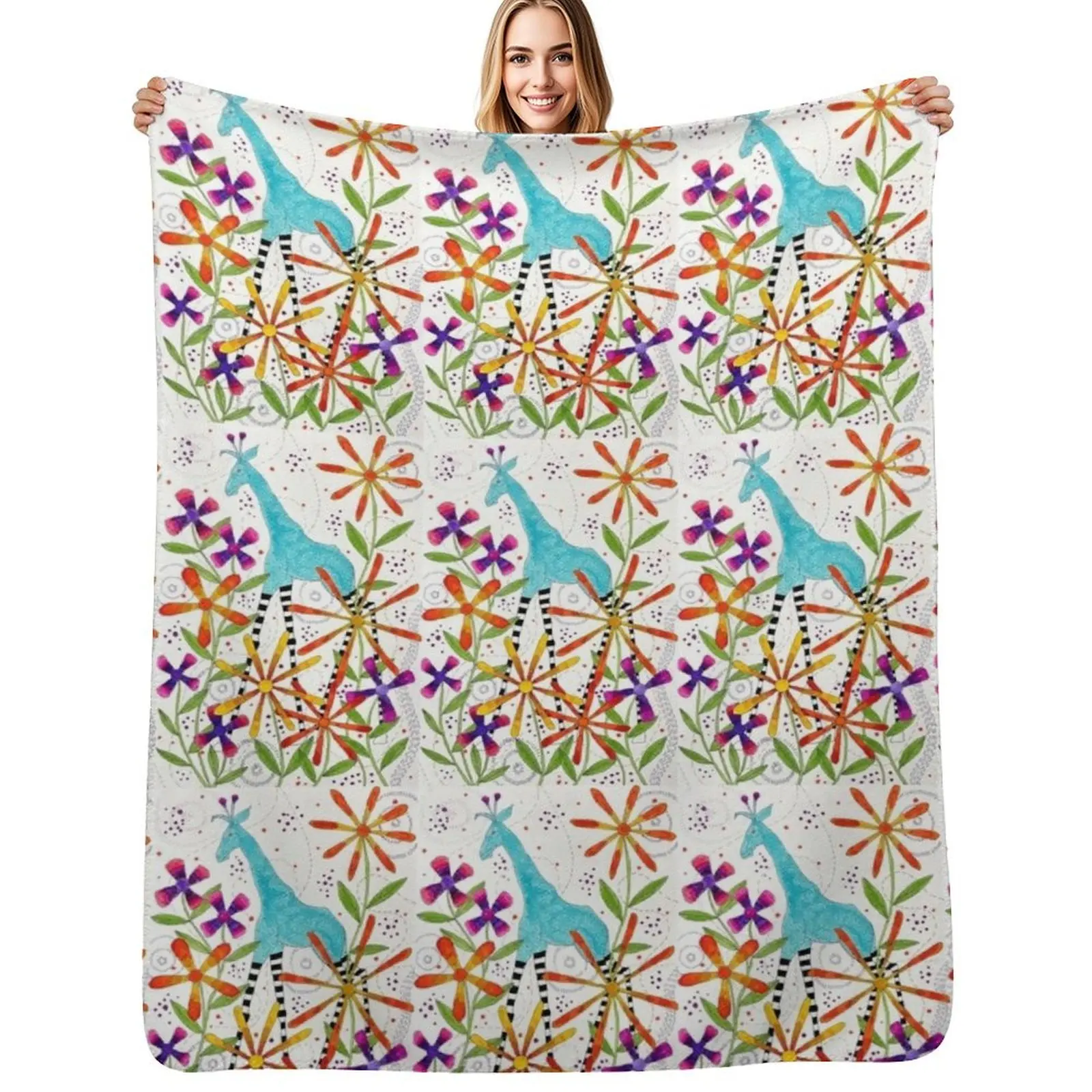 Blue Giraffe Throw Blanket For Sofa Thin Softest Retros valentine gift ideas Luxury Throw Travel Blankets