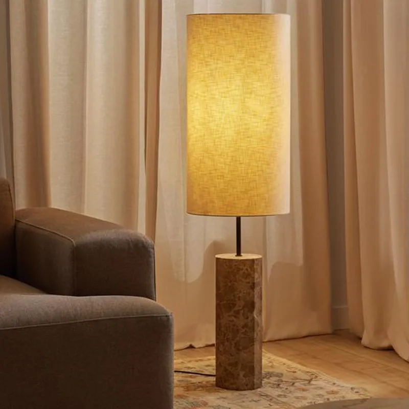 

Floor lamp living room sofa side Nordic creative marble B & B hotel bedroom cloth cover floor lamp