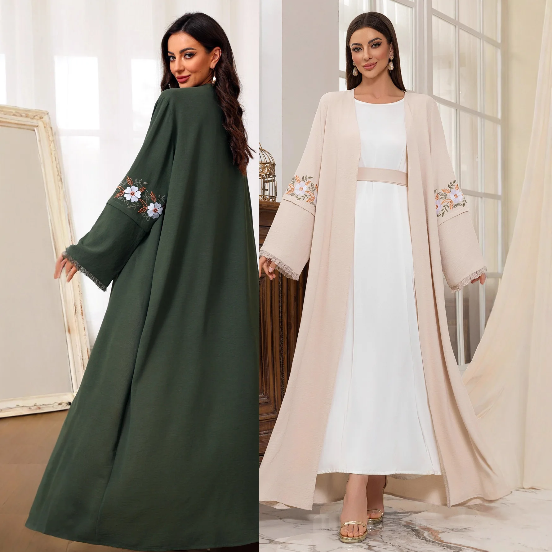 

Women Eid Muslim Abaya Morocco Cardigan Abayas Ramadan Kaftan Arab Long Robe Embroidery Print Sashes Loose 2026 Elegant
