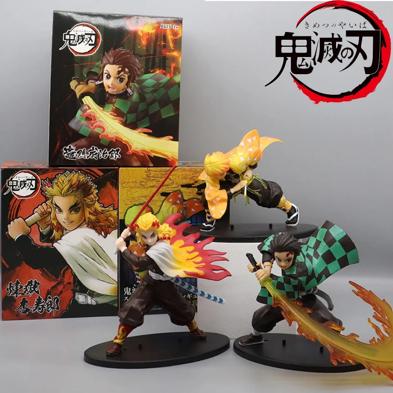 

22cm Demon Slayer Anime Figure Kamado Tanjirou Agatsuma Zenitsu Rengoku Kyoujurou PVC Action Figure Collection Model Toys