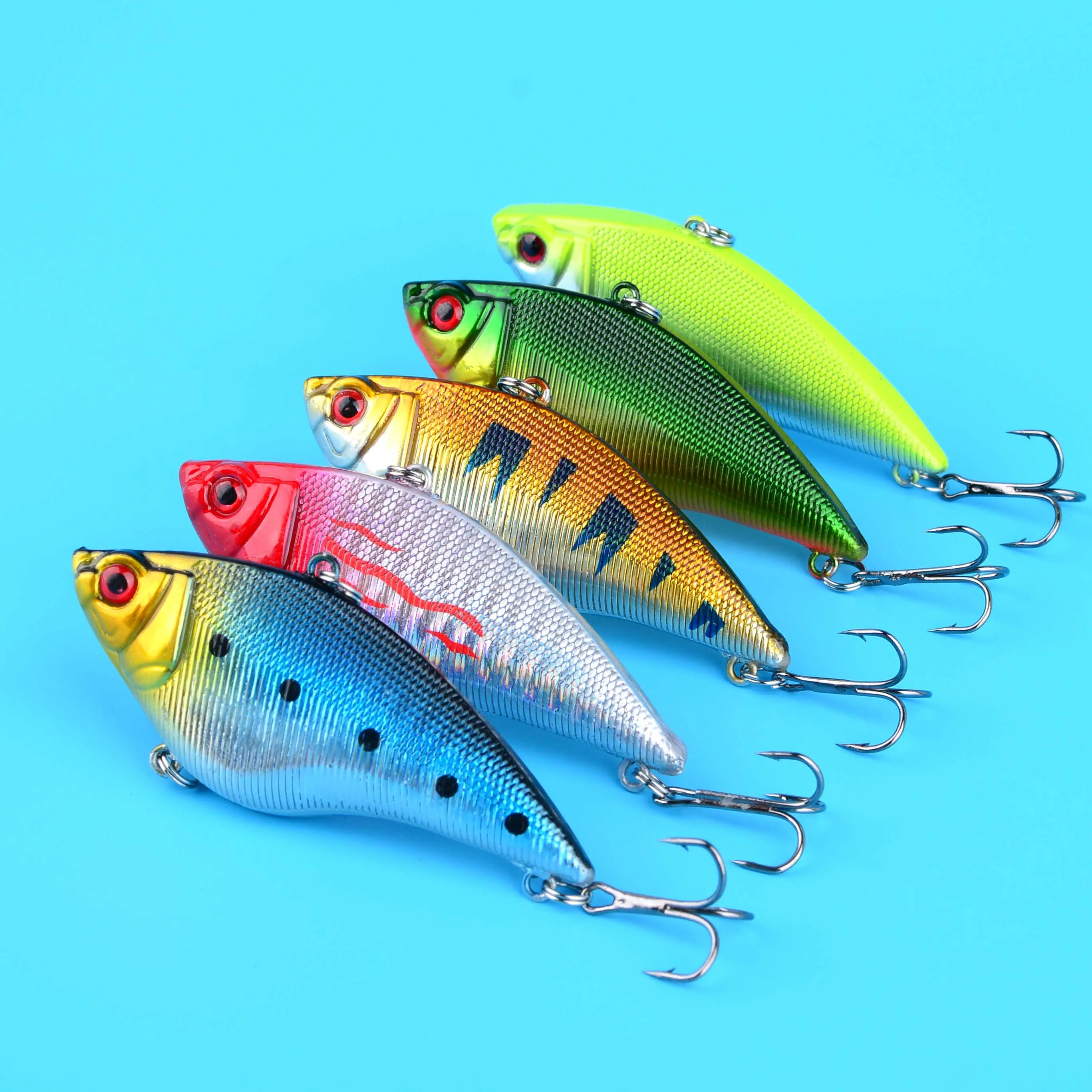 5 قطعة من البلاستيك VIB الصيد إغراء الصلب المتذبذب الطعم الاصطناعي باس بايك التصيد Pesca صيد السمك