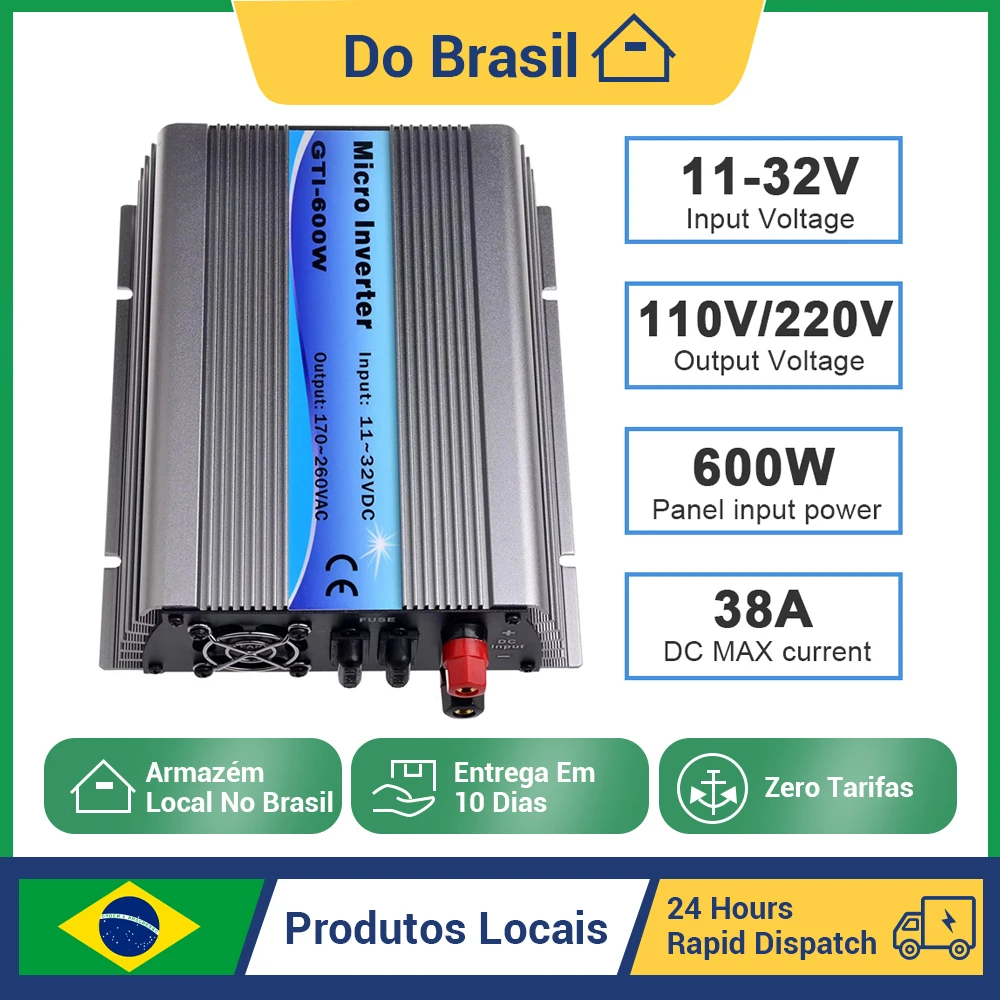 Y&H 600W MPPT Solar Grid Tie Inverter Onda senoidal pura, 24V Bateria/DC11-32V Entrada PV AC120V/220V Saída, Painel solar Sistema doméstico