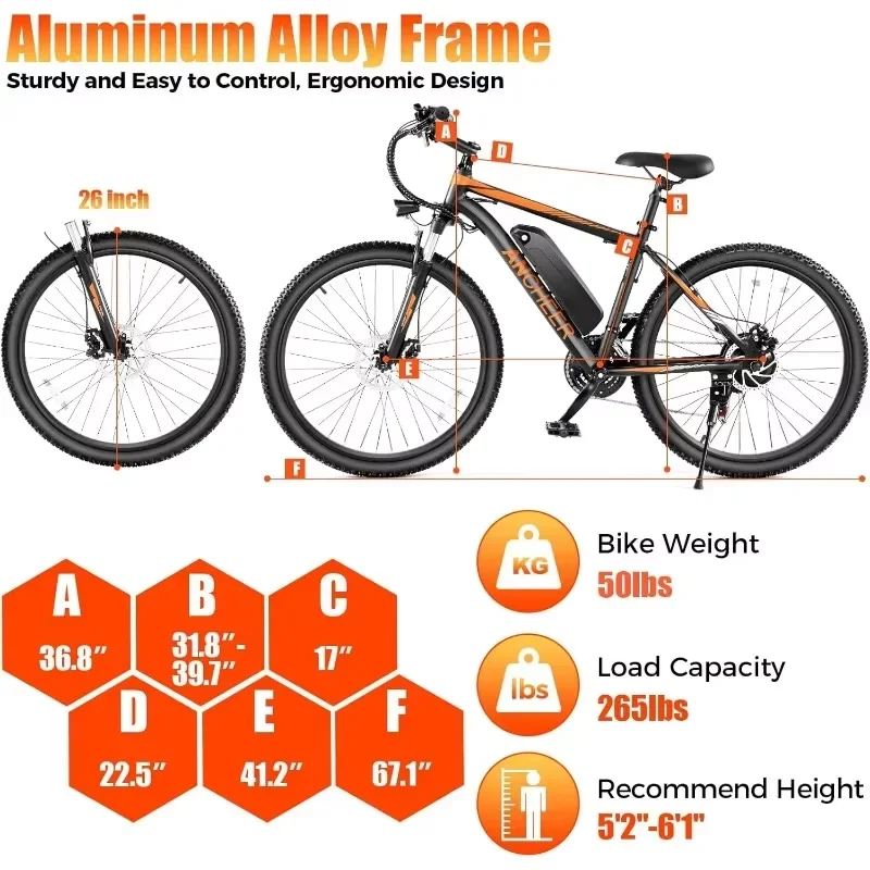 دراجة كهربائية جديدة للبالغين، دراجة جبلية كهربائية، دراجة كهربائية للركاب مقاس 26 بوصة، شاشة LCD، 21 سرعة #2