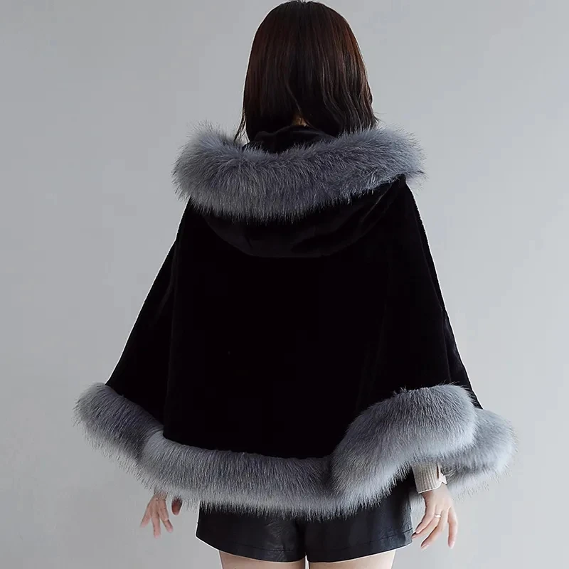 2023 Autumn Winter New Cape Self-Cultivation Versatile Women\'s Faux Fur Coat Leisure Loose Fashion Female Faux Fur Jacket