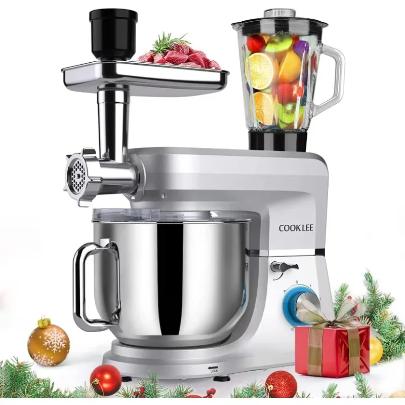 

6-IN-1 Stand Mixer, 8.5 Qt. Multifunctional Electric Kitchen Mixer, for Most Home Cooks, SM-1507BM, Silvery