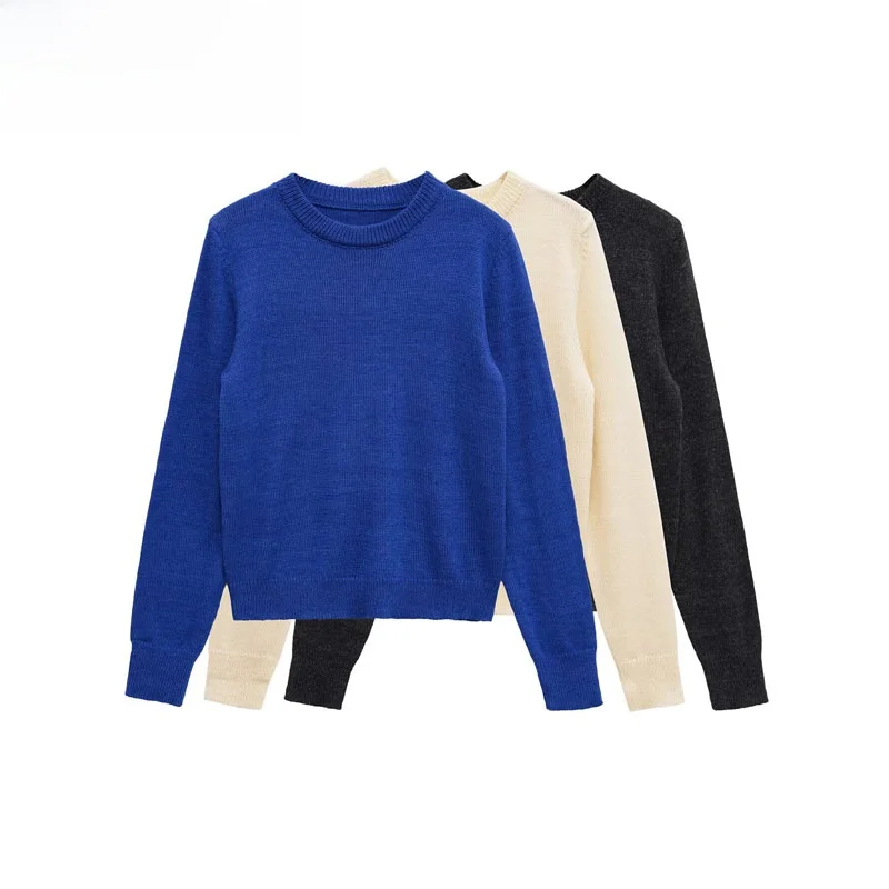 

ZBZR модный базовый вязаный топ, женский осенний новый Sle из смешанного волокна, универсальный Sli для поездок на работу, полиэстер, повседневный крой