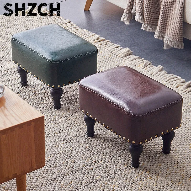Creative Velvet Stool Luxury PU Leather Small Ottoman Modern Piano Stool Dressing Bench Entryway Shoe Changing Seat