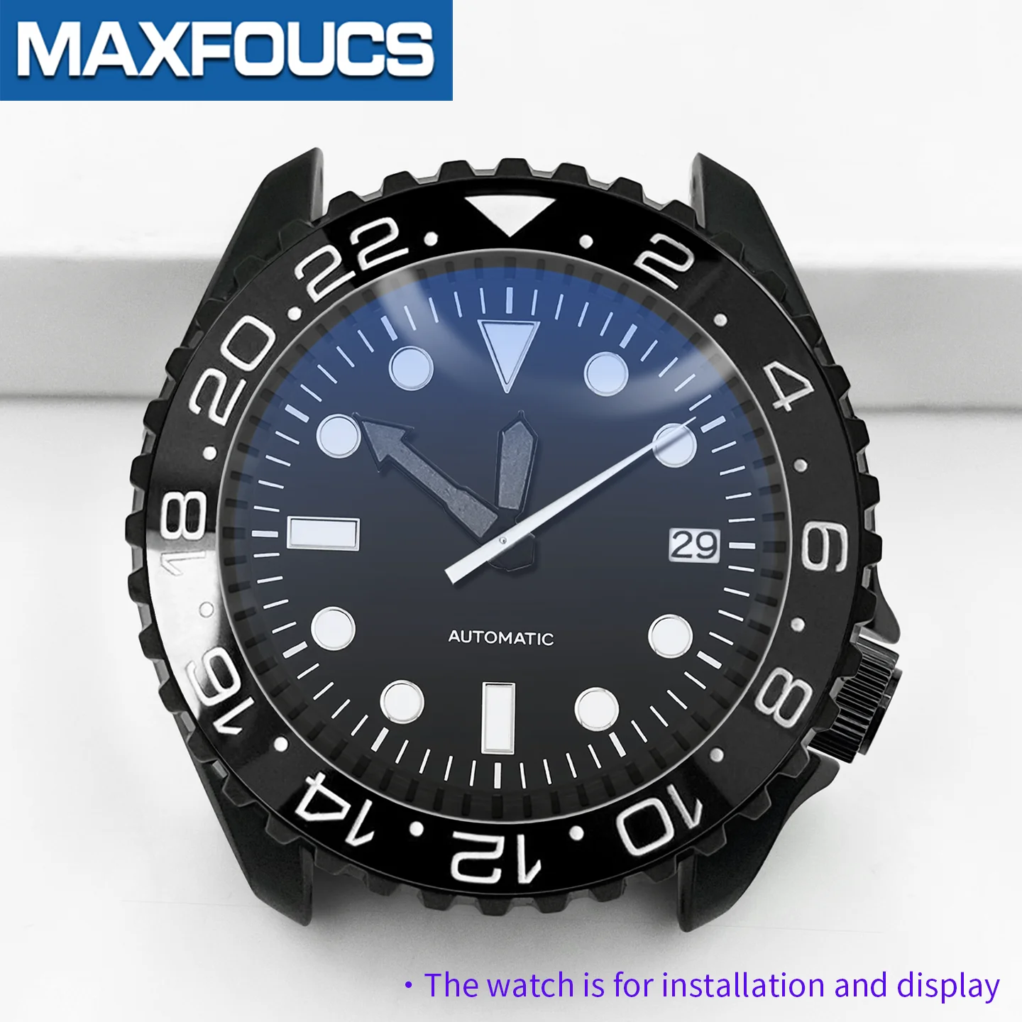 Schwarzes SKX Classic Shiny Uhrengehäuse mit 4-Uhr-Krone, Edelstahl-Finish, MOD NH35 NH36 4R36, Saphirglas, kundenspezifische Teile – Detail 8