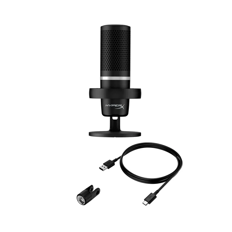 DuoCast Mikrofon Kondensor USB RGB Mikrofon Pencahayaan RGB Segala Arah untuk PC PS5 PS4 Duocast