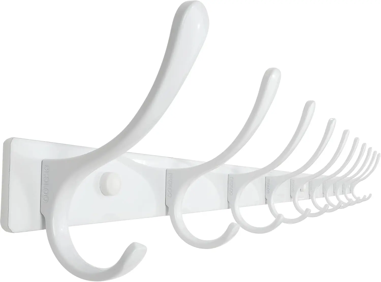 

Stainless Steel Wall Mounted Coat Rack with 10 Heavy Duty Hooks for Coats, Jackets, Clothes, and Hats in White