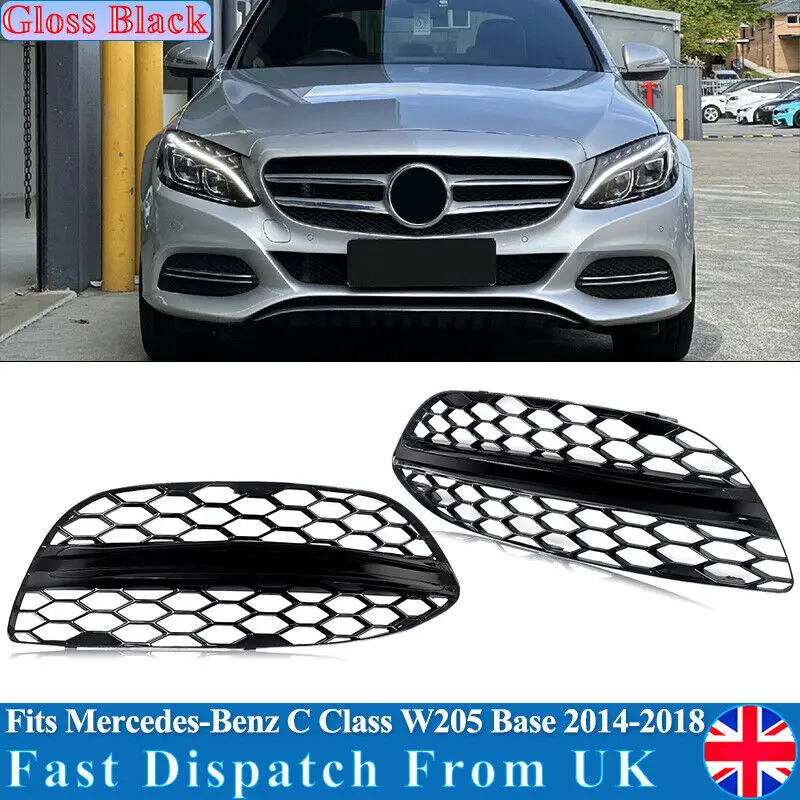 

For 2014-2018 Mercedes W205 C205 Front Lower Bumper Fog Light Grille Bezel LH+RH