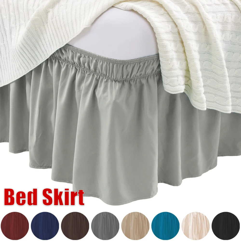 Twin/Full/Queen/King Size Bed Skirt Dust Ruffle Fit Bedspread Double Bed Skirt Adjustable Elastic Belt 40cm Height Jupe De Lit