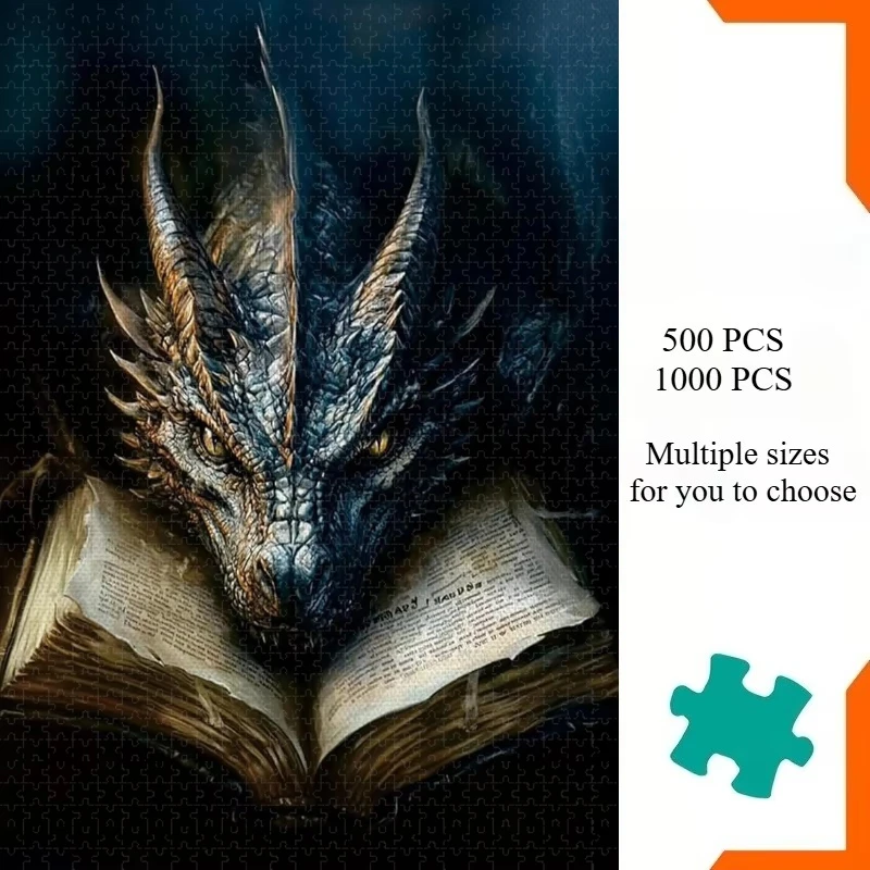 500/1000/1200/2000 Pcs Jigsaw Puzzles Dragon Ancient Book Challenging Family Activity Games for Gameroom Bedroom Livingroom Gift
