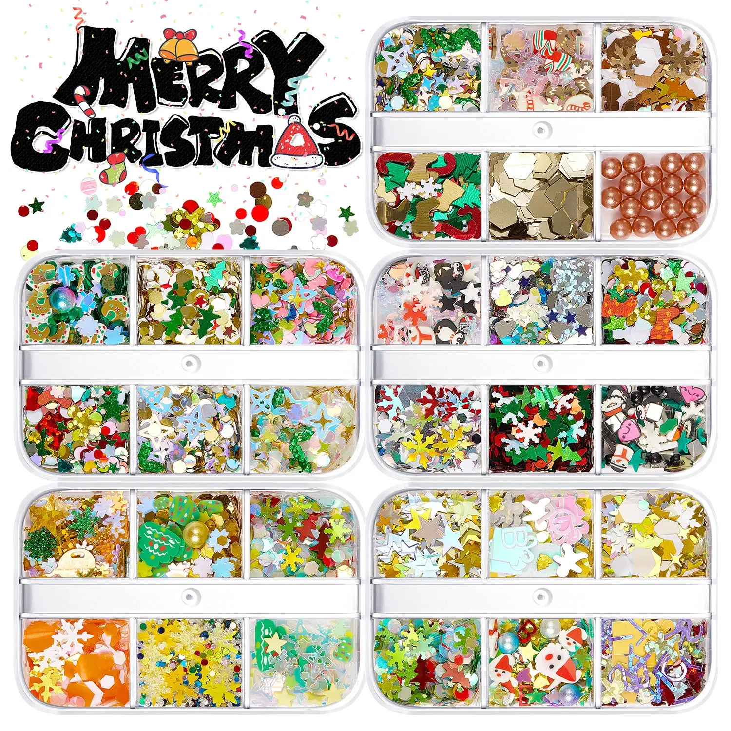 

12PCS/Set Glitter Christmas Tree Confetti Sequins Snowflake Resin Craft DIY New Year Home Party Decoration Supplie Nail Glitter