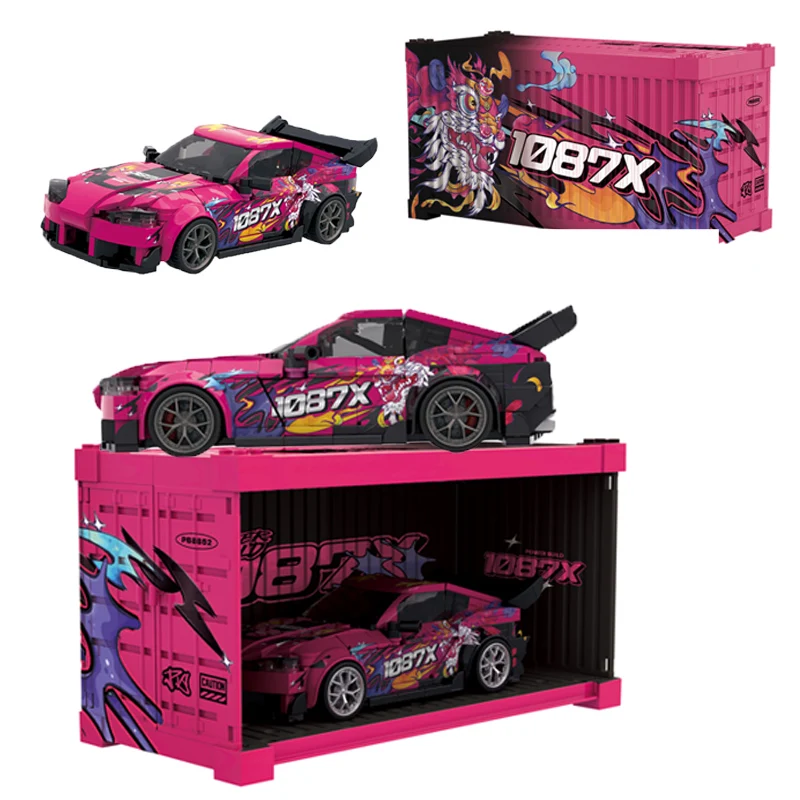 

Модель скоростного автомобиля MOC, строительные блоки, супергонки, дрифт, спортивные автомобили, коллекционные украшения для автомобиля с витриной, кирпичи, подарки