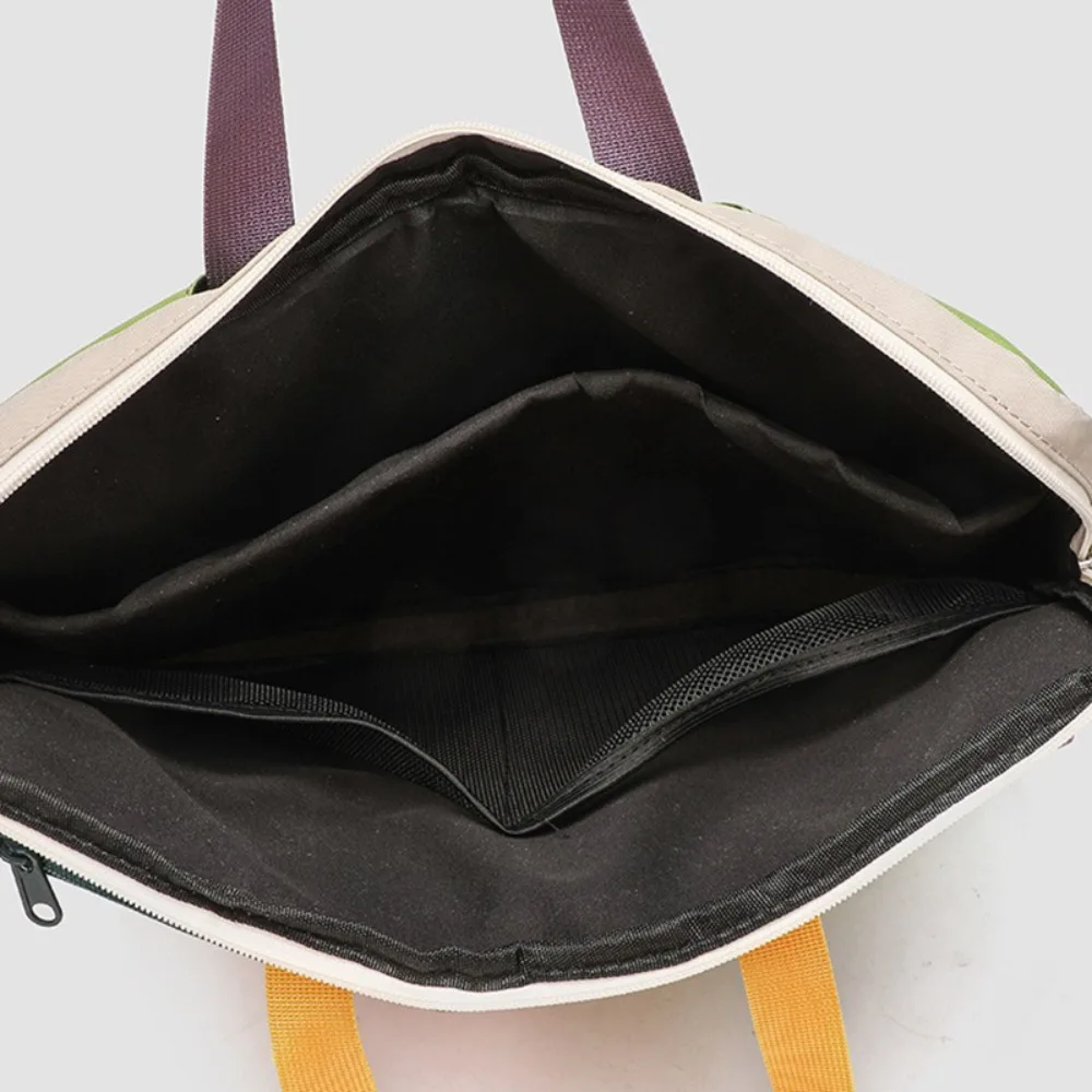Canvas Travel Tote Bag Casual Contrast Color Design Large Capacity Laptop Computer Bag Portable Multi-Pockets