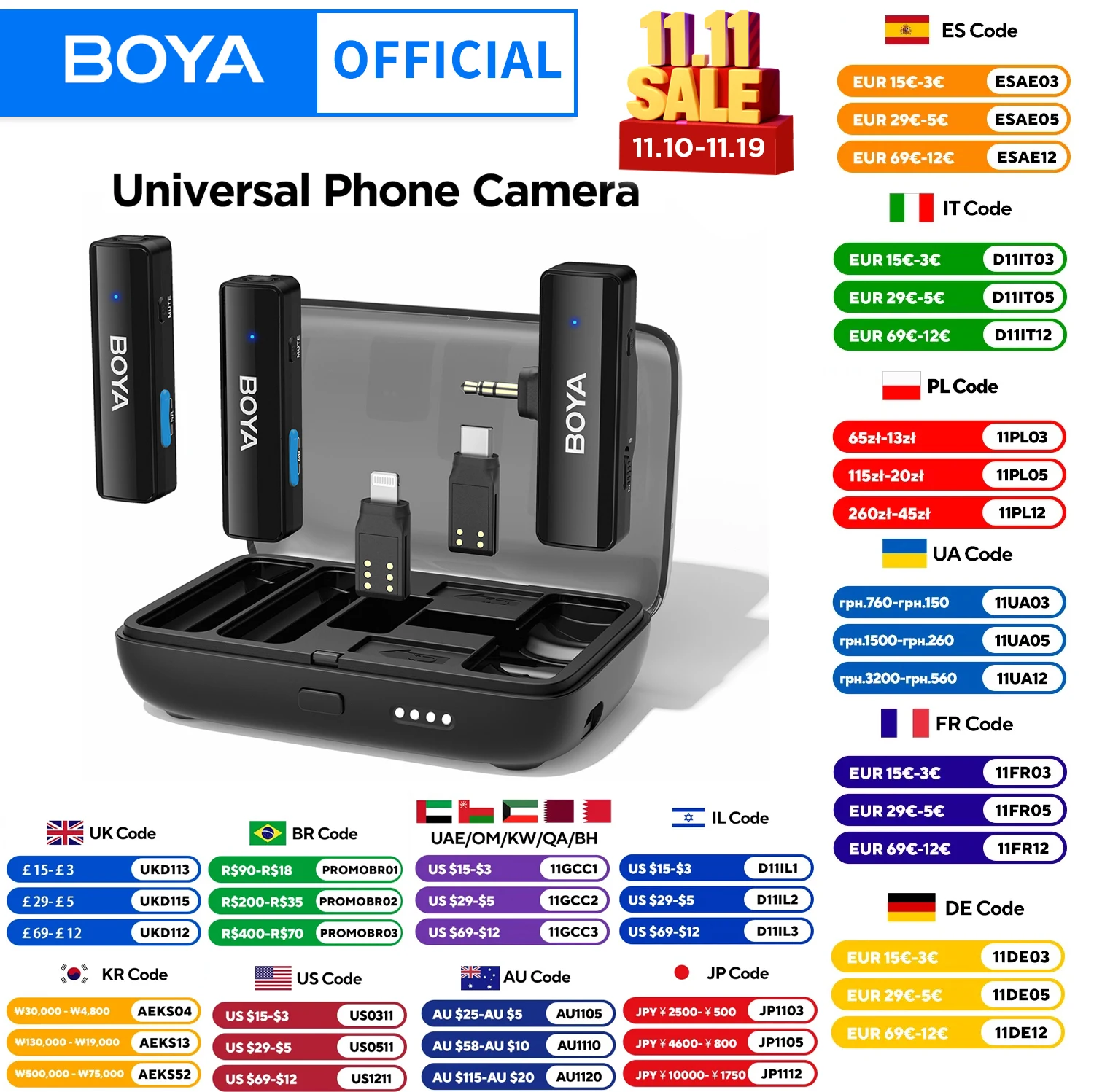 

BOYA BOYALINK Wireless Lavalier Lapel Microphone for iPhone Android DSLR Camera Youtube Live Streaming Audio Recording Interview