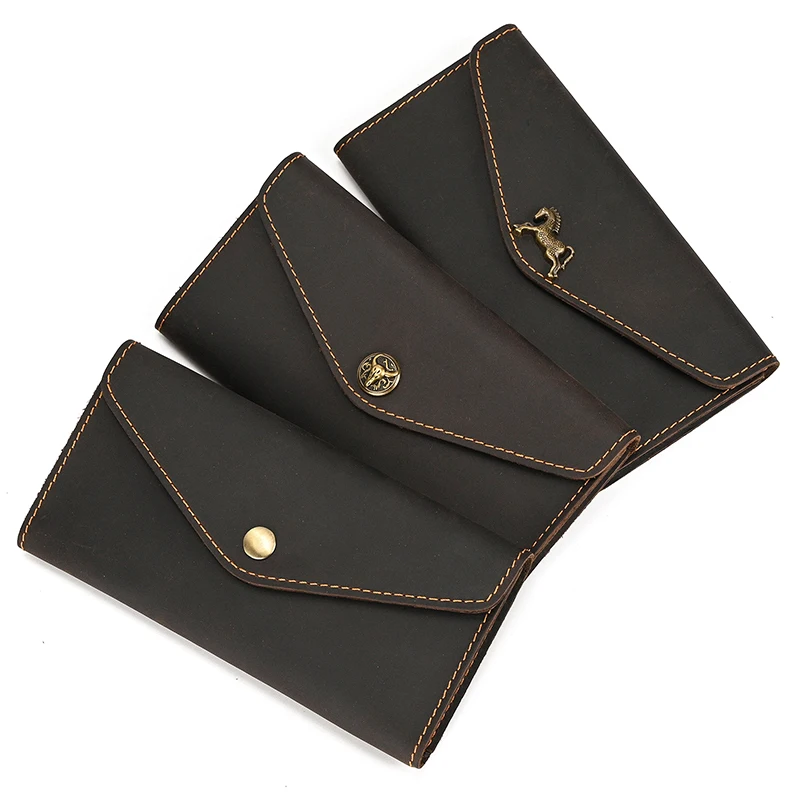 Genuine Leather Clutch Purse Luxury For Women Men Phone Wallets Retro Fashion Women Purse Bag Men Long Wallet Envelope Bag