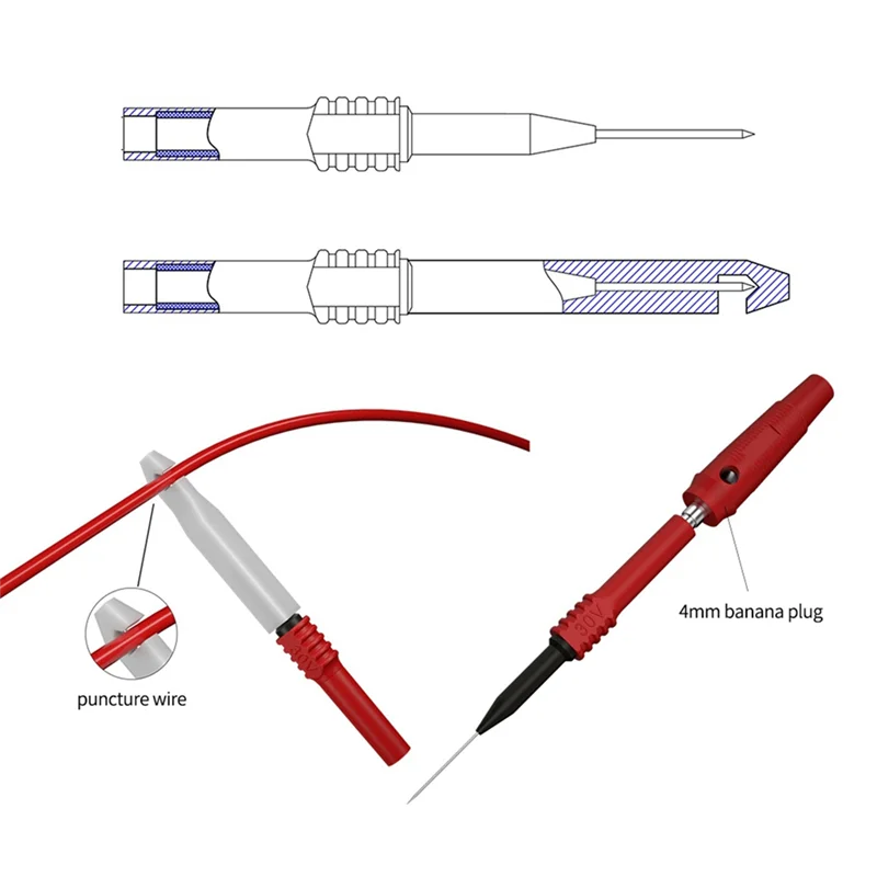 AC56-멀티미터 테스트 리드 키트 디지털 전기 테스트 프로브 세트(악어 클립 포함) 테스트 핀셋 와이어 피어싱