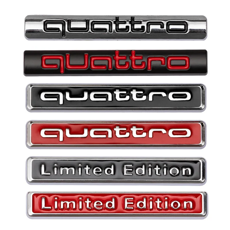 3D Metal Chrome Black Logo Quattro Emblem Decal Car Badge For Audi A3 A5 A4 A6 A7 A8 S1 TT Q3 Q7 Q5 Quattro Sticker Accessories