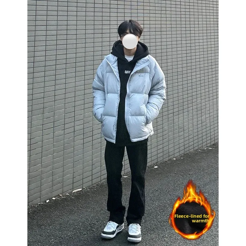 

Мужские джинсы прямого кроя на флисовой подкладке, эластичные, зимние, в стиле High Street, облегающие, длинные брюки из полиэфирного волокна, повседневные