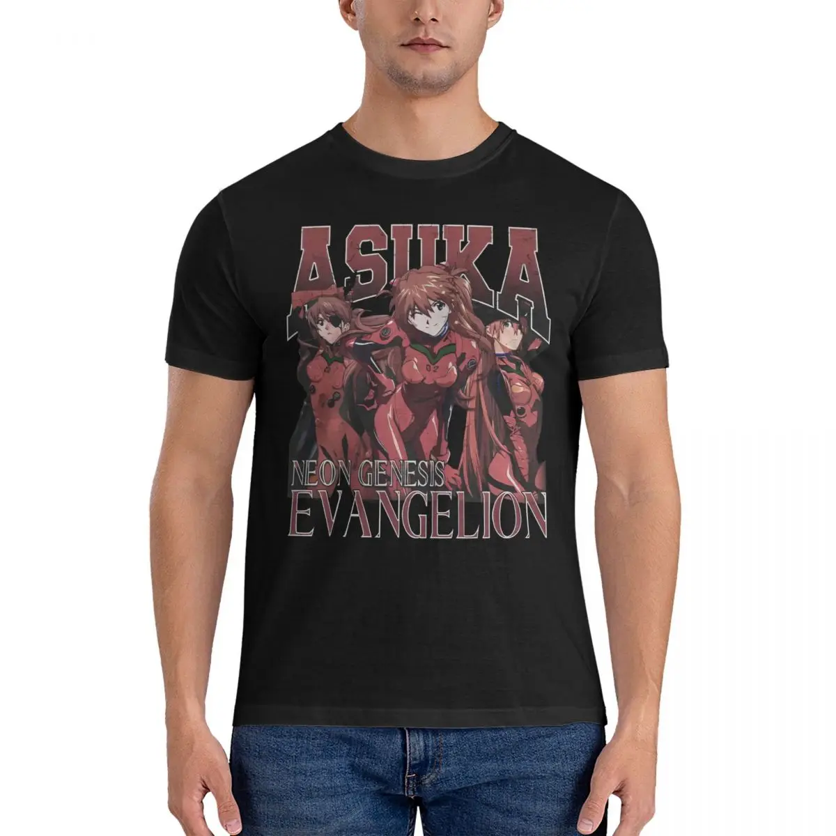 Evangelions Asuka T-Shirt Men Women Anime Manga Mecha Robot Amazing Cotton Tees Short Sleeve T Shirt Plus Size Clothing