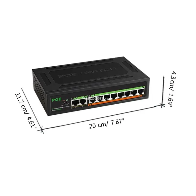 8 Port Gigabit PoE Switch +2-Uplinks Port with Built-in Power Plug-and-Use High-Performance Chip RJ45 10/100/1000Mbps