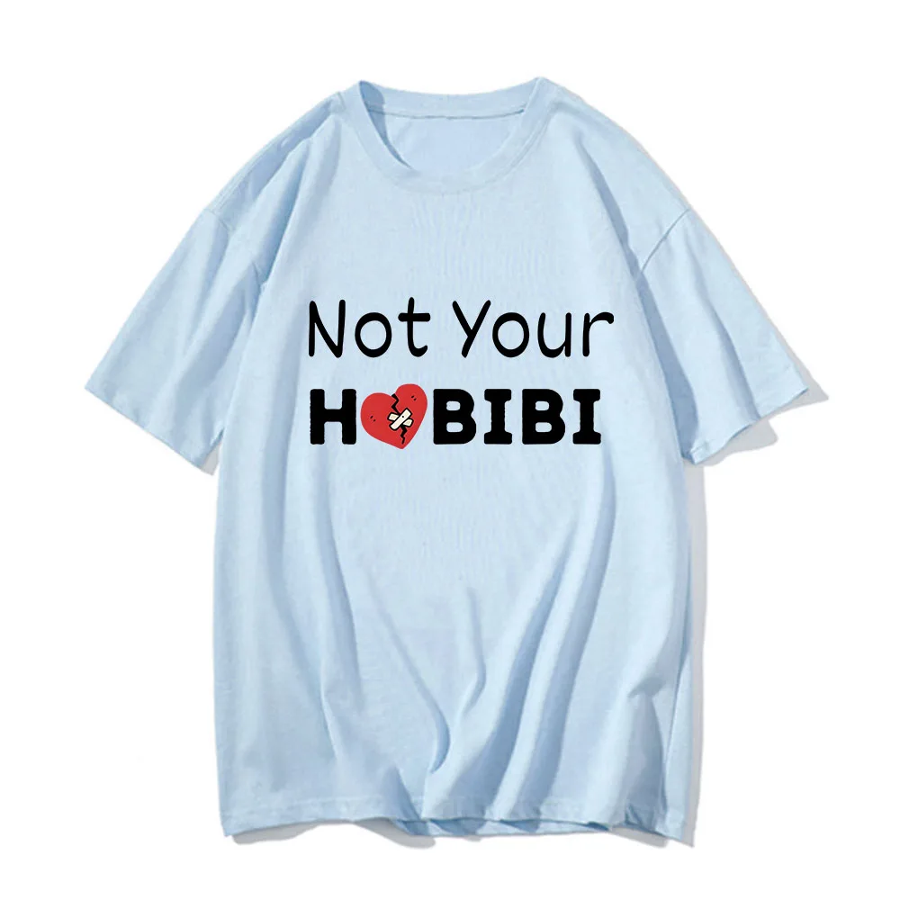 Not Your Habibi Letters Tshirts MEN Cartoon Kawaii/Cute T-shirts 100% Cotton High Quality T Shirts Tees Minimalism Slight Strech