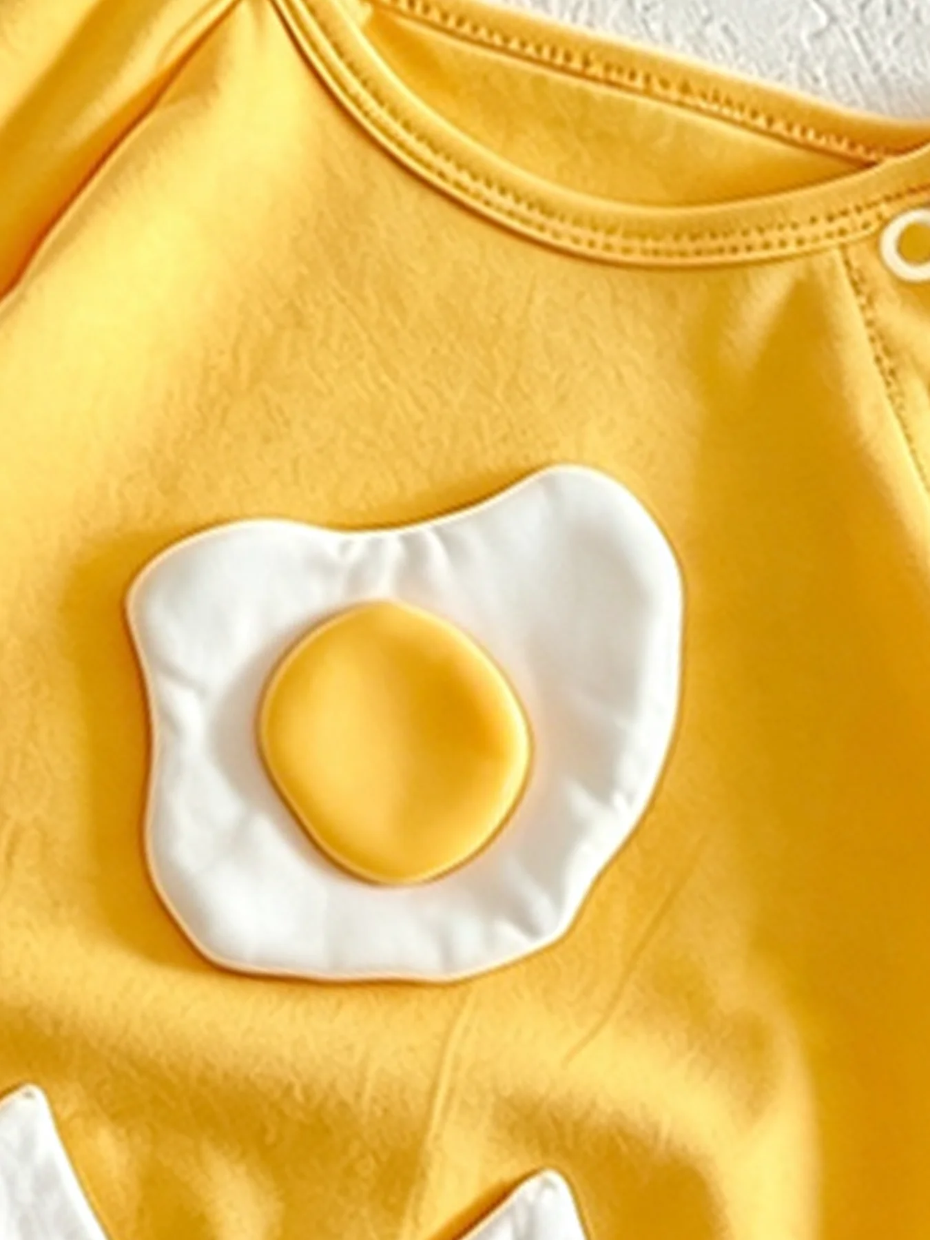 Baby-Strampler mit dreieckigem Schnitt und Fried-Egg-Motiv, passend dazu ein Haarband – ideal für Frühling/Sommer – für Babys von 0–12 Monaten – ein süßes Baby-Outfit für zu Hause. – Detail 4