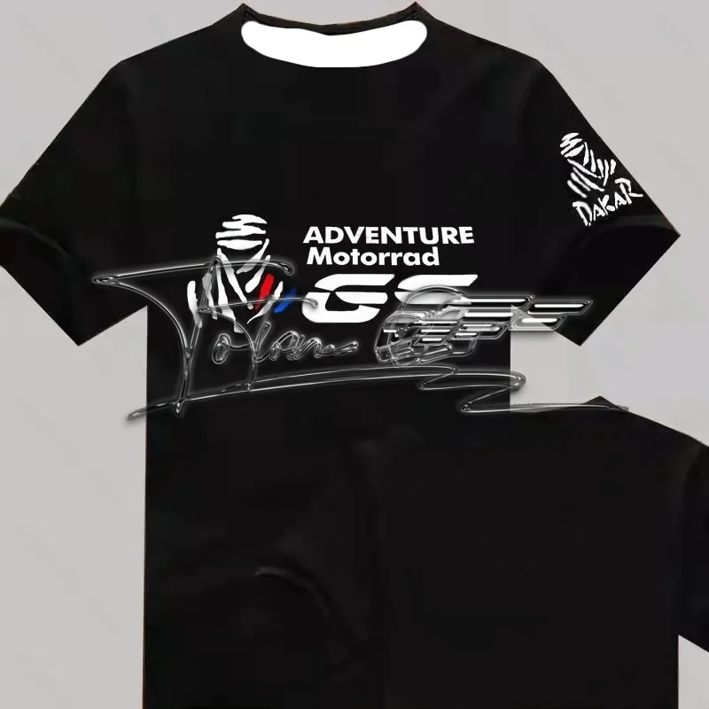 

2025 Summer Men's And Women's Motorcycle Short Sleeved Top Breathable Quick Drying Casual Sports Versatile Round Neck T-Shirt