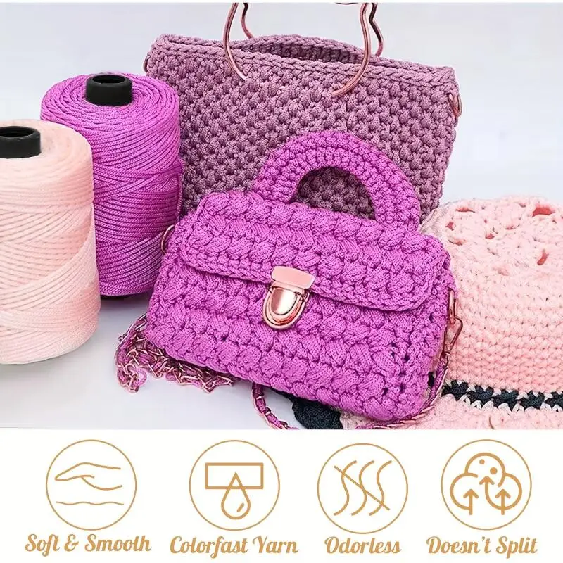 1 Spule Eisseidenfaden 3mm, Handgewebtes Seil, Geeignet für DIY-Bastelarbeiten, Weben, Pflanzenhänger, Erhältlich in Verschiedenen Farben – Detail 5