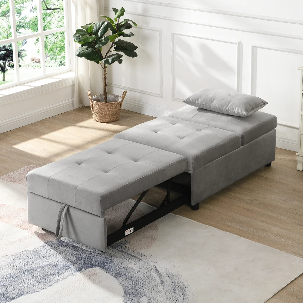 Sofá cama otomano plegable gris