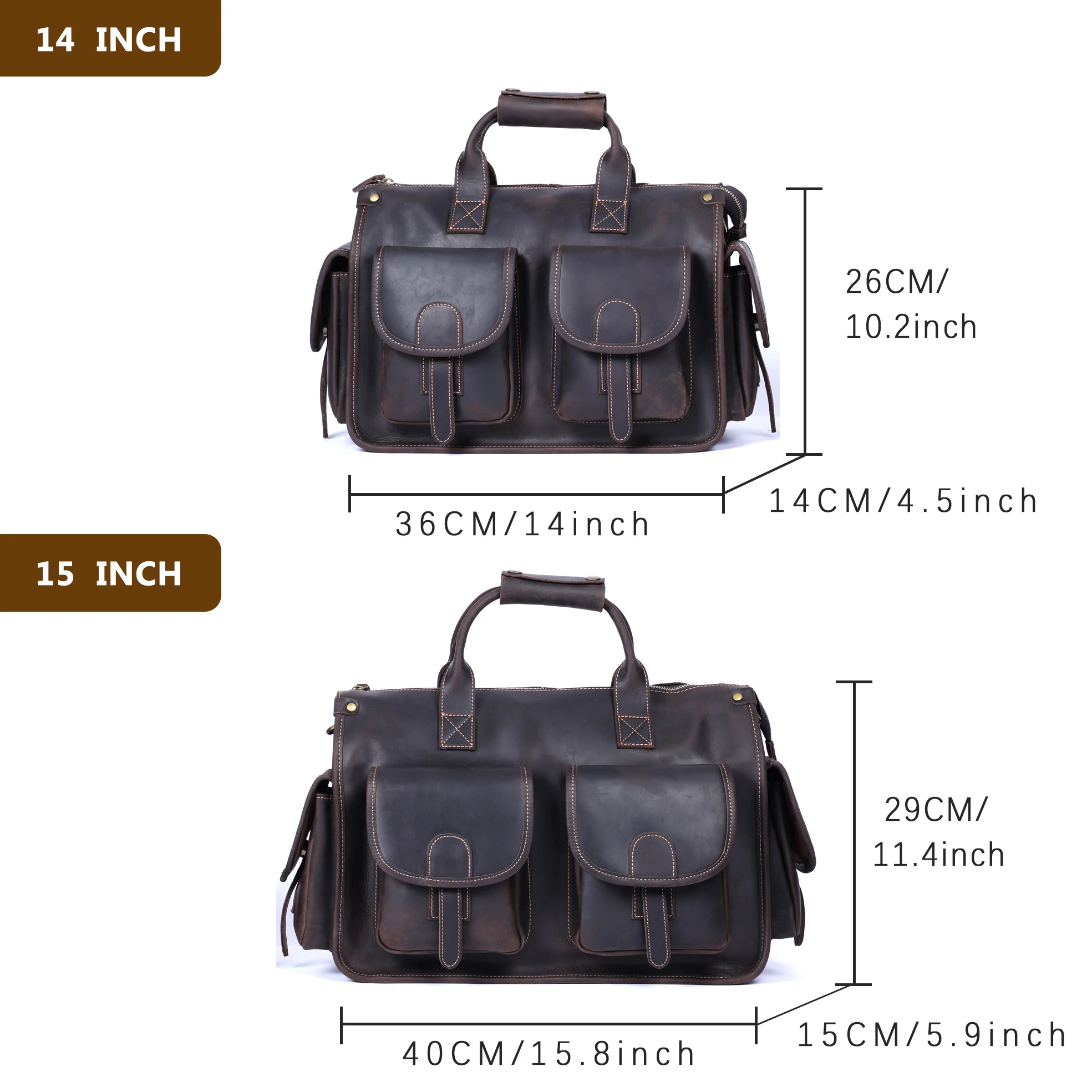 S.WORKER Vintage Echtleder Herren-Aktentasche 14" Laptop-Tasche Crazy Horse Leder Messenger-Handtasche Rindsleder Geschenkidee für Männer – Detail 7