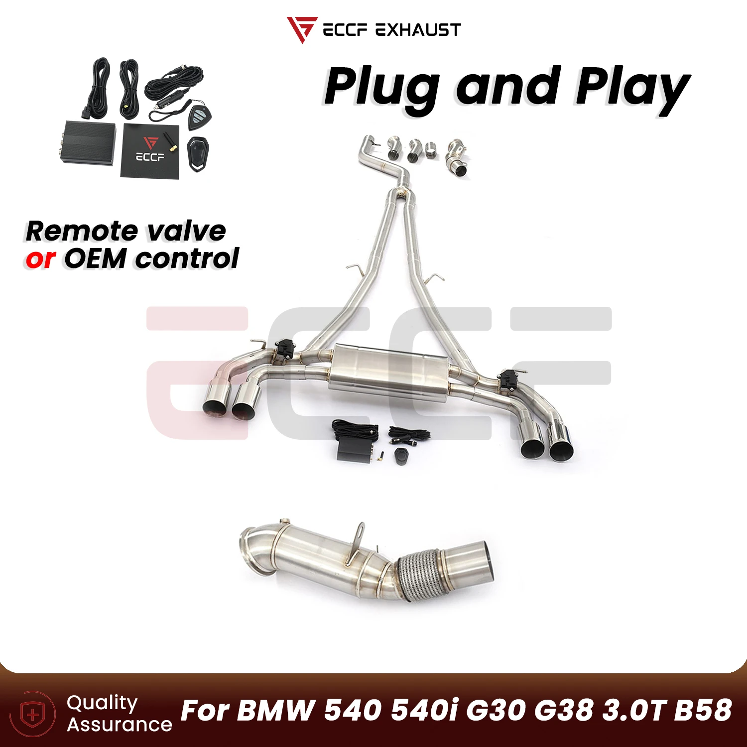 Sporty Stainless Steel Complete exhaust system FOR BMW 520i 530i 530e xDrive G60 G61 B48 Plug and Play Performance Upgrade