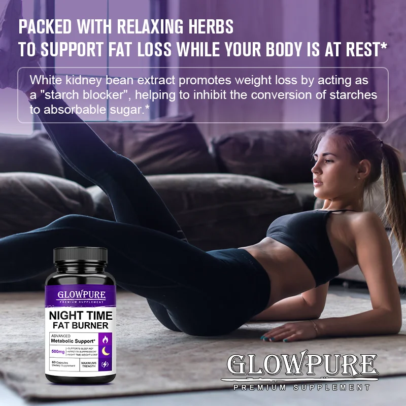 Slimming Capsule Night Time Fat Burner for Weight Loss, Boost Metabolism, Suppress Appetite Diet,Healthy Weight Management
