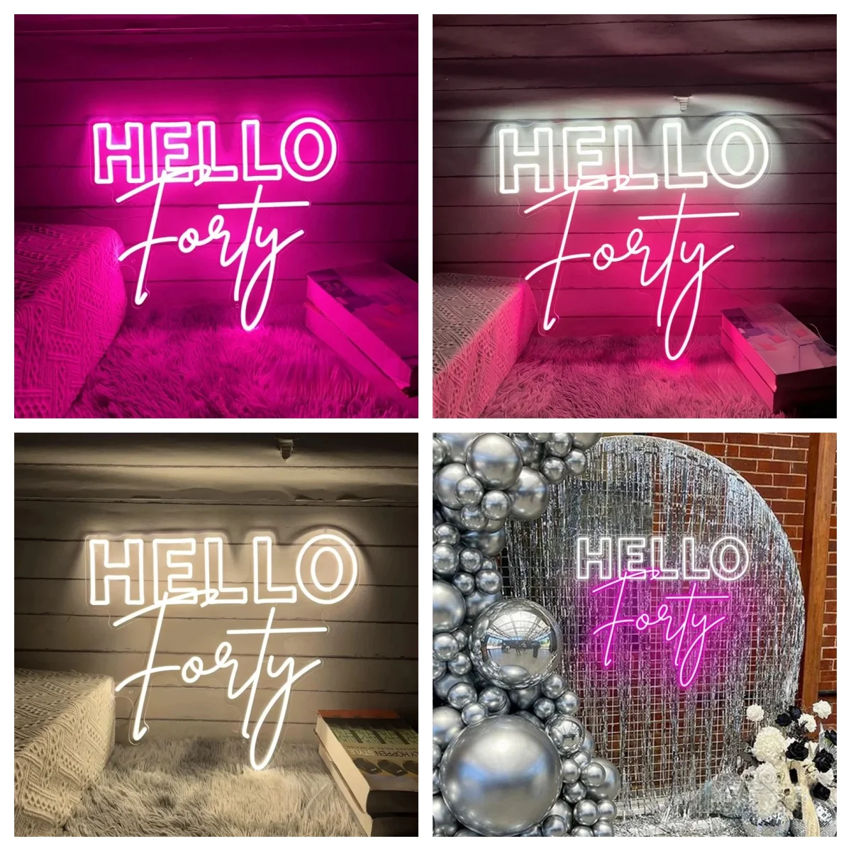 Hello Forty Neon Sign, Custom 40th Birthday LED Neon Light Party Decorations talk 40 to me Light Up Sign Birthday Gift