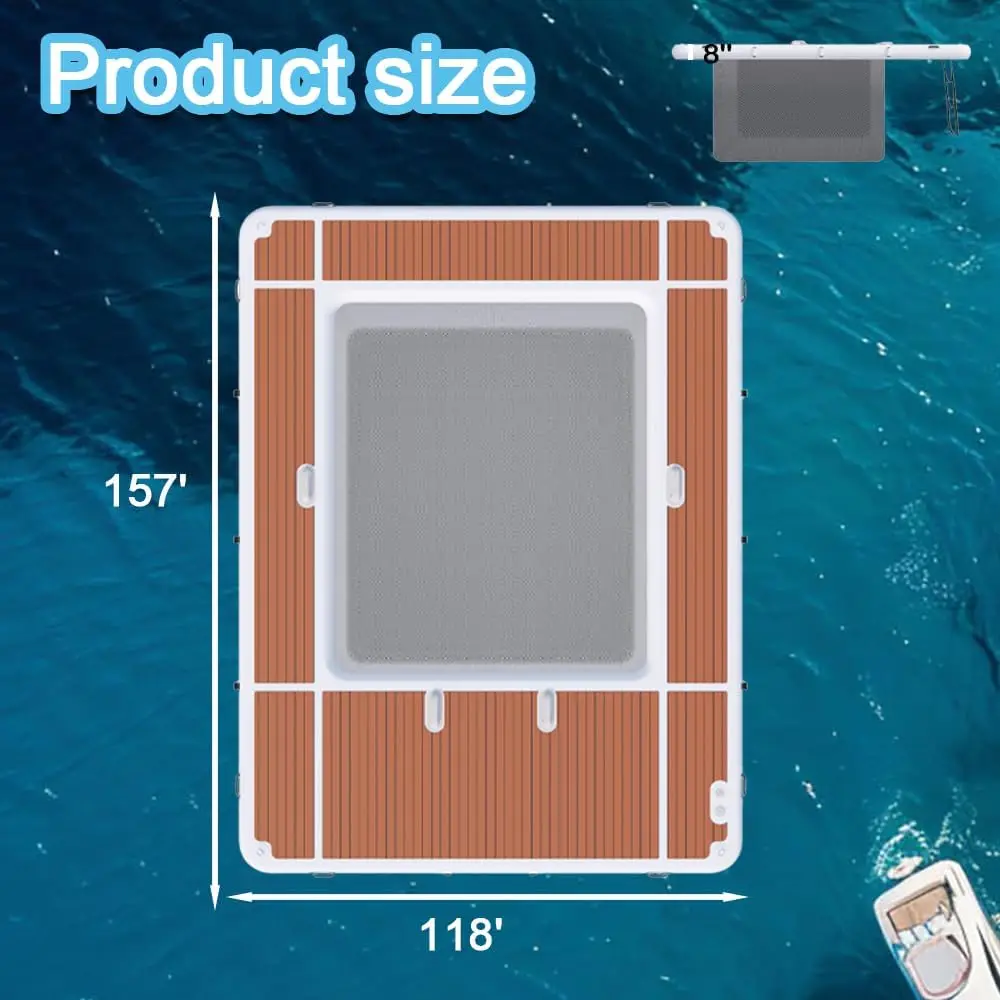 米国在庫インフレータブルフローティングスイミングプールインフレータブルドックフローティングプラットフォーム13x10フィートインフレータブル海プールヨットボート用ネット付き