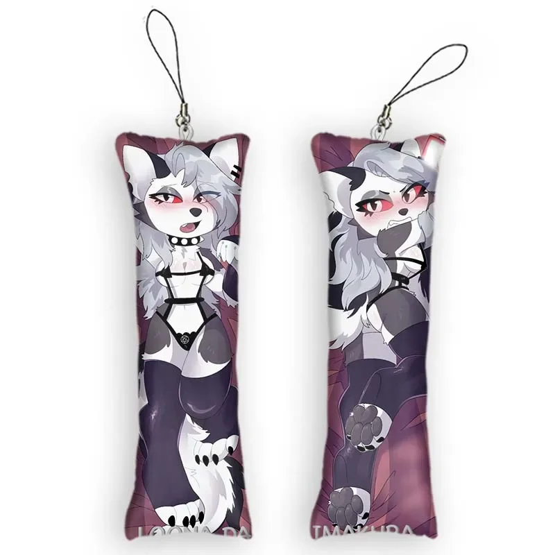 Fashion Cute Small Furry Pillow Pendant Loona (Helluva Boss) Mini Dakimakura Keychain 2 Side Hanging Ornament Backpack Fu