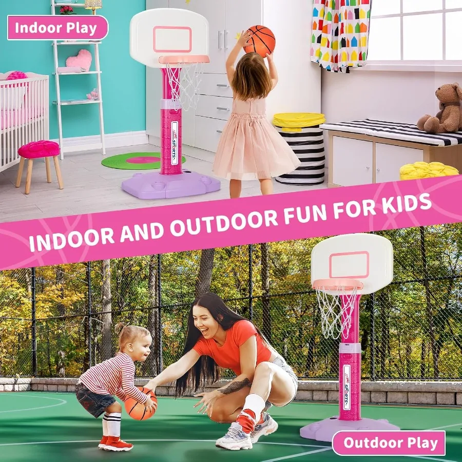 Mini aro de baloncesto ajustable para niños pequeños de 1 a 3 años, uso interior y exterior con 3 pelotas, juguete deportivo perfecto para cumpleaños, Navidad G