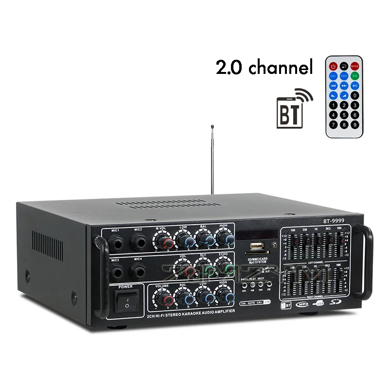 

BT-9999 Мощный бытовой автомобильный Bluetooth-усилитель, 300 Вт, 110 В, 220 В, усилитель выравнивания эквалайзера двойного назначения, 2 канала