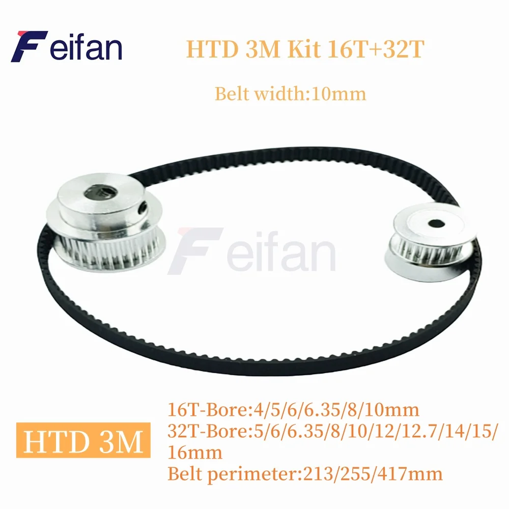 

32Teeth 16Teeth HTD 3M Pulley Set Pulley Belt Width 10mm 32T 32 Teeth 16T 16 Teeth HTD3M Synchronous Wheels 3M Timing Pulley Set