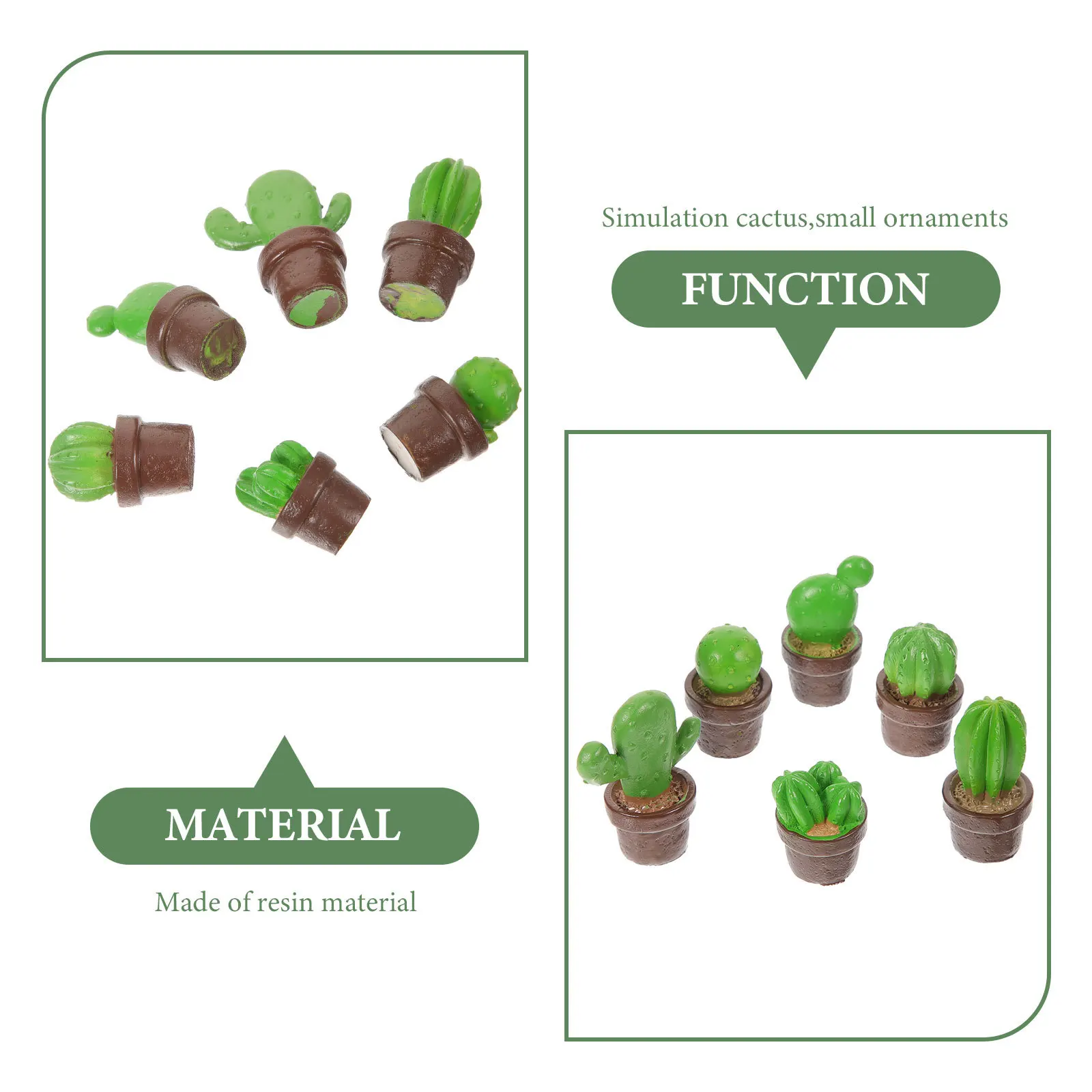 

6Pcs Cactus Ornament Lovely Resin Bonsai Decor Garden Patio Lawn Yard Decoration Micro Landscape Cute Cactus Decoration